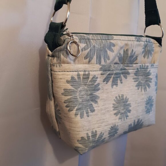 New Canvas Boho Floral Greige Teal Purse Shoulder Bag Pretty fabric! - Picture 6 of 10